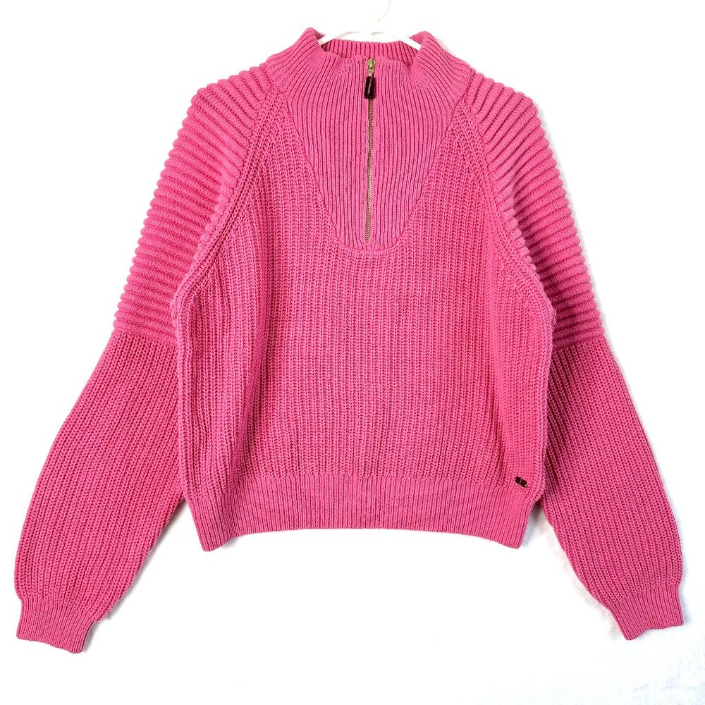 Scotch And Soda Half Zip Pull Over Relaxed Chunky Knit Sweater M Pink
